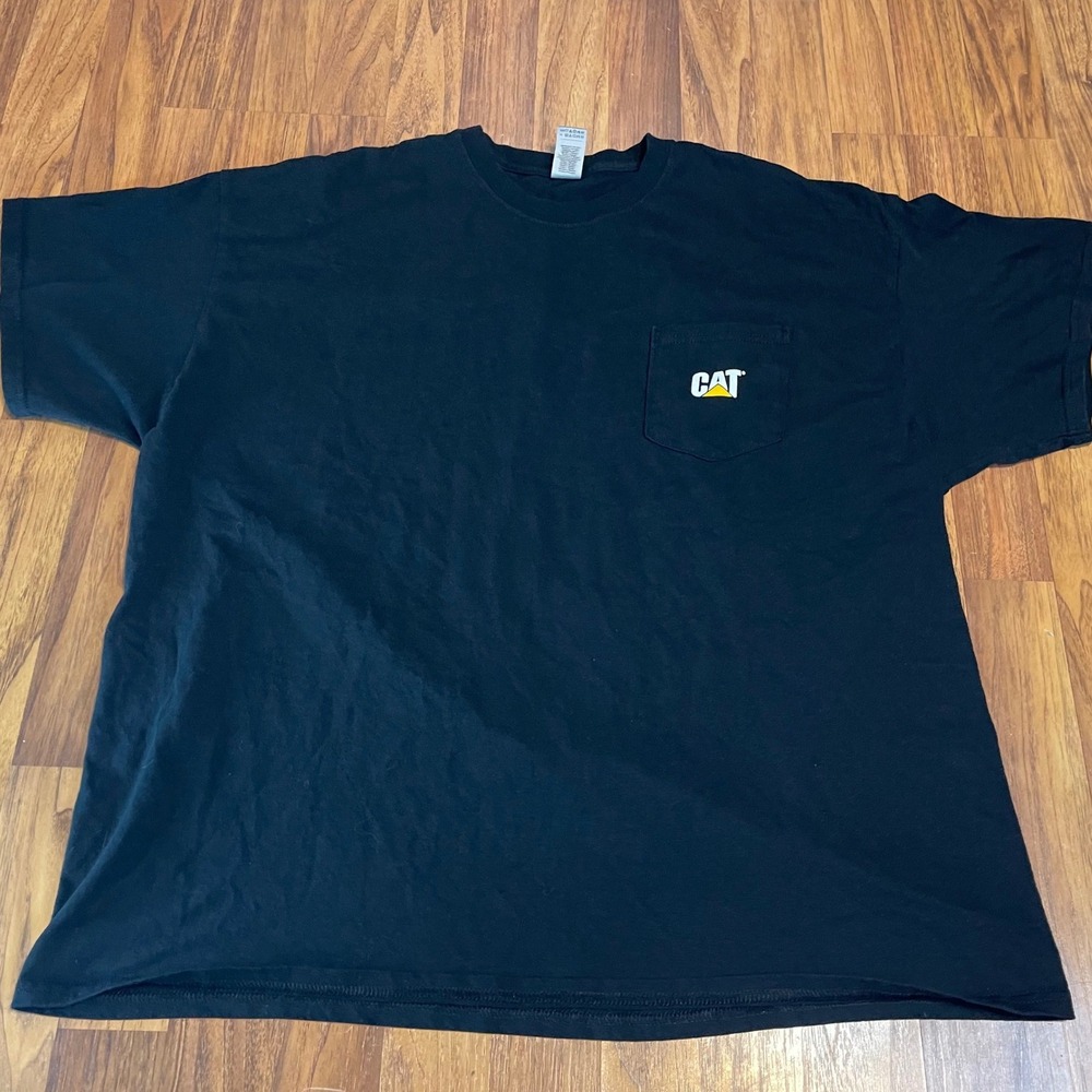 Caterpillar CAT Pocket T-Shirt Mens 2XL Black Short Sleeve Cotton Workwear Tee